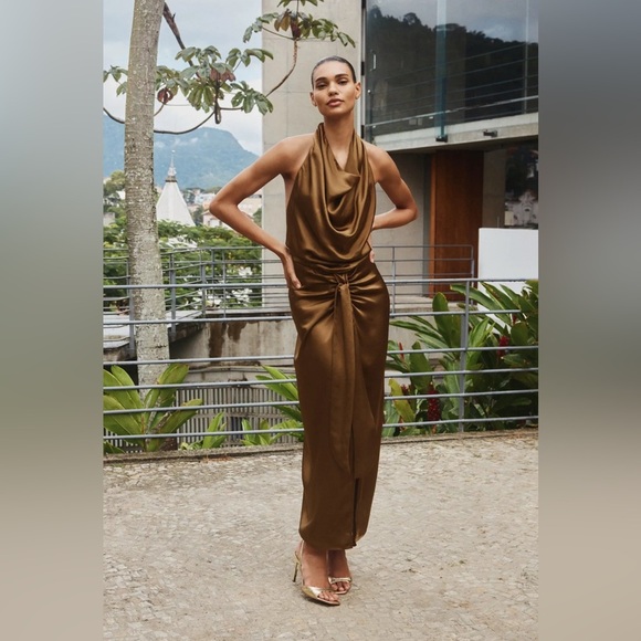 Zara Dresses & Skirts - 🔥🔥Zara Brown Halter Neck Dress